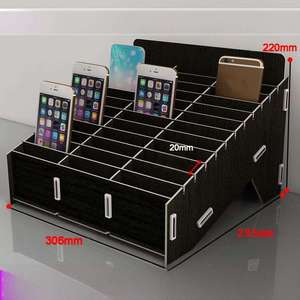 Organizer da Scrivania Verticale in Legno con 36 Scomparti, Supporto per Telefono, Accessorio Multifunzionale - Product Image 3