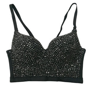 Commercio all'ingrosso 2023 moda Sexy Bustier regolabile Plus Size corsetto di cristallo strass <span class=keywords><strong>reggiseno</strong></span> top canotta con Pad - Product Image 3