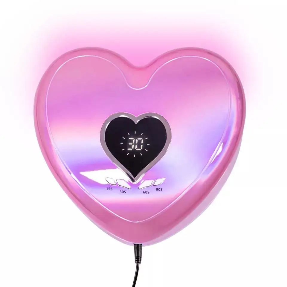 2022 Heart Shaped Nail Lamp With Red Light Gel Lacquer Dryer Uv Light For Nails Cordless 96w Nail Uv Led Lamp