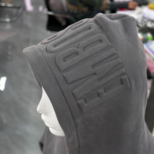 Sweat-shirt unisexe oversize à col zippé, épaules tombantes, avec broderie 3D en relief personnalisée, en tissu tricoté, style streetwear, pour l'hiver - Product Image 1