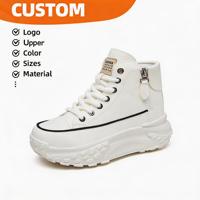 Baskets montantes épaisses en cuir PU pour femmes, style urbain, chaussures décontractées avec fermeture éclair latérale, chaussures de travail, légères et amorties
