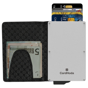 Smart PU Leather Anti-Theft RFID Blocking Nylon Credit Card <b>Holder</b> Aluminum Alloy Metal Card Case Open Closure Unisex Short - Product Image 1