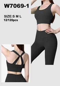 JELEEEY Set da yoga in 2 pezzi, top corto con scollo rotondo, leggings a vita alta, lunghezza intera, senza cuciture, traspiranti - Product Image 3