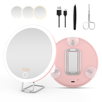 Miroir cosmétique de voyage à LED tactile intelligent à luminosité réglable, à double grossissement, personnalisé, OEM ODM, vente en gros, MoonlitGlow