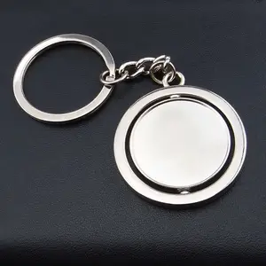 Free Art Promotional Custom Key Chain Keyring Gift Souvenir Blank Round Enamel 360 Degrees Spinning Rotating Keychain
