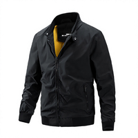 Blouson Bomber Homme Printemps Automne Décontracté Léger 100% Polyester Col Montant Zippé Tendance Vêtement de Travail Extérieur