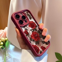 Étui de protection antichoc en TPU avec motif de rose rouge et design d'objectif en échelle pour iPhone 12 13 14 15 16 17 18 Pro Max