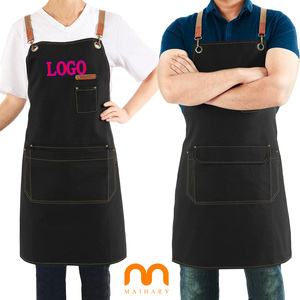 Tabliers de cuisine personnalisés en toile noire pour femmes et hommes, pour chefs, grillades, restaurants, bars, boutiques, cafés, salons de beauté et de manucure, uniformes - Product Image 1