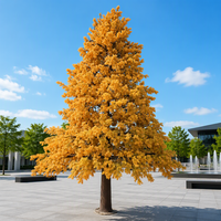 Grand arbre artificiel personnalisé en fibre de verre, type Penglai Pine ou Metasequoia, couleur orange, pour la décoration paysagère des parcs à thème