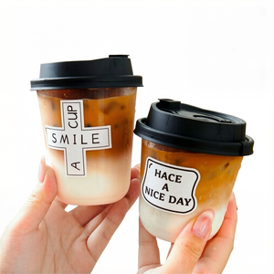 Gobelets jetables en plastique PP transparent givré écologiques de 12 oz/16 oz/24 oz avec couvercle pour <span class=keywords><strong>bubble</strong></span> <span class=keywords><strong>tea</strong></span> et milk <span class=keywords><strong>tea</strong></span>, avec logo de mariage personnalisé - Product Image 4