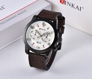 para hombre reloj de acero inoxidable de <span class=keywords><strong>vige</strong></span> correa de cuero logotipo personalizado reloj cronógrafo movimiento cronógrafo auto - Product Image 1