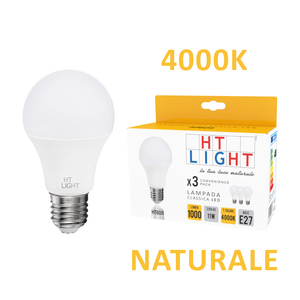 CONFEZIONE DA 3 LAMPADINE LED CLASSICHE 230V 11W E27 4000K - Product Image 1
