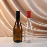 Oshow Promotion Bouteille de vin en verre écologique, 375ml, 500ml, 750ml, vert mat, ambré, transparent, à col long, forme Bourgogne, avec bouchon en liège et capsule ROPP
