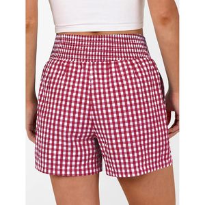 FOXA Women High Waisted <b>Gingham</b> Shorts 100% Cotton Breathable With Pockets Casual Lounge Beach Wear - Product Image 3