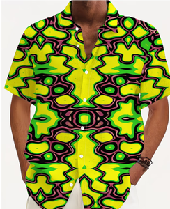 T-shirt décontracté pour <span class=keywords><strong>homme</strong></span>, style bohème, manches courtes, coupe classique, écologique, anti-rétrécissement, teinture unie, motif abstrait coloré, tissu opaque - Product Image 1