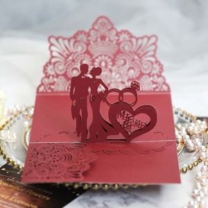 Hstyle 3D Pop Up <span class=keywords><strong>เจ้าสาว</strong></span>และ<span class=keywords><strong>เจ้าบ่าว</strong></span>การ์ดหมั้นคนรักงานแต่งงานการ์ด<span class=keywords><strong>อวยพร</strong></span>เลเซอร์ตัดของขวัญวันวาเลนไทน์ HS1782 - Product Image 5
