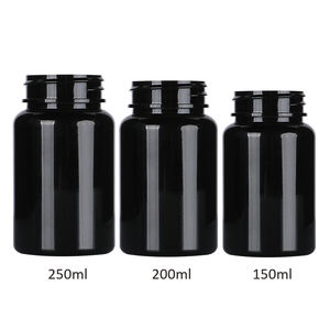 Proveedor de confianza Contenedor de medicina PET 5oz 8,5 oz 13oz Negro opaco brillante 40mm Boca ancha Tapas de color personalizado - Product Image 5
