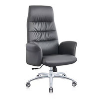 Chaise de bureau pivotante à dossier haut en cuir noir, de haute qualité, siège de bureau en cuir