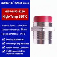 Capteur de proximité résistant à la chaleur Domenzi, détection de métaux sans contact, 250°C, 25 mm, NPN, câble de 20 m pour l'automatisation industrielle