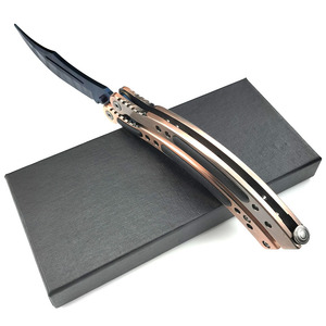 Couteau papillon d'entraînement non affûté en alliage de zinc - <span class=keywords><strong>Balisong</strong></span> de sécurité pour la personnalisation DIY et l'entraînement au flip - Product Image 3