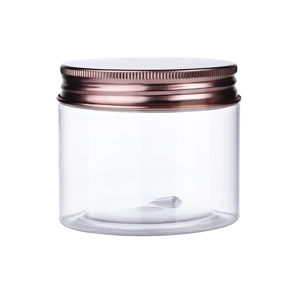 High quality cosmetic container skin care cream oil PET plastic Storage jar with aluminum lids