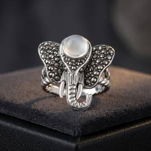 Bague en argent sterling 925 avec pierre de lune blanche et marcassite - Product Image 6