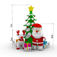 Decoración Navideña Inflable Gigante de 7m, Santa Claus y Reno, Material de PVC de Grado Comercial, Uso Interior/Exterior