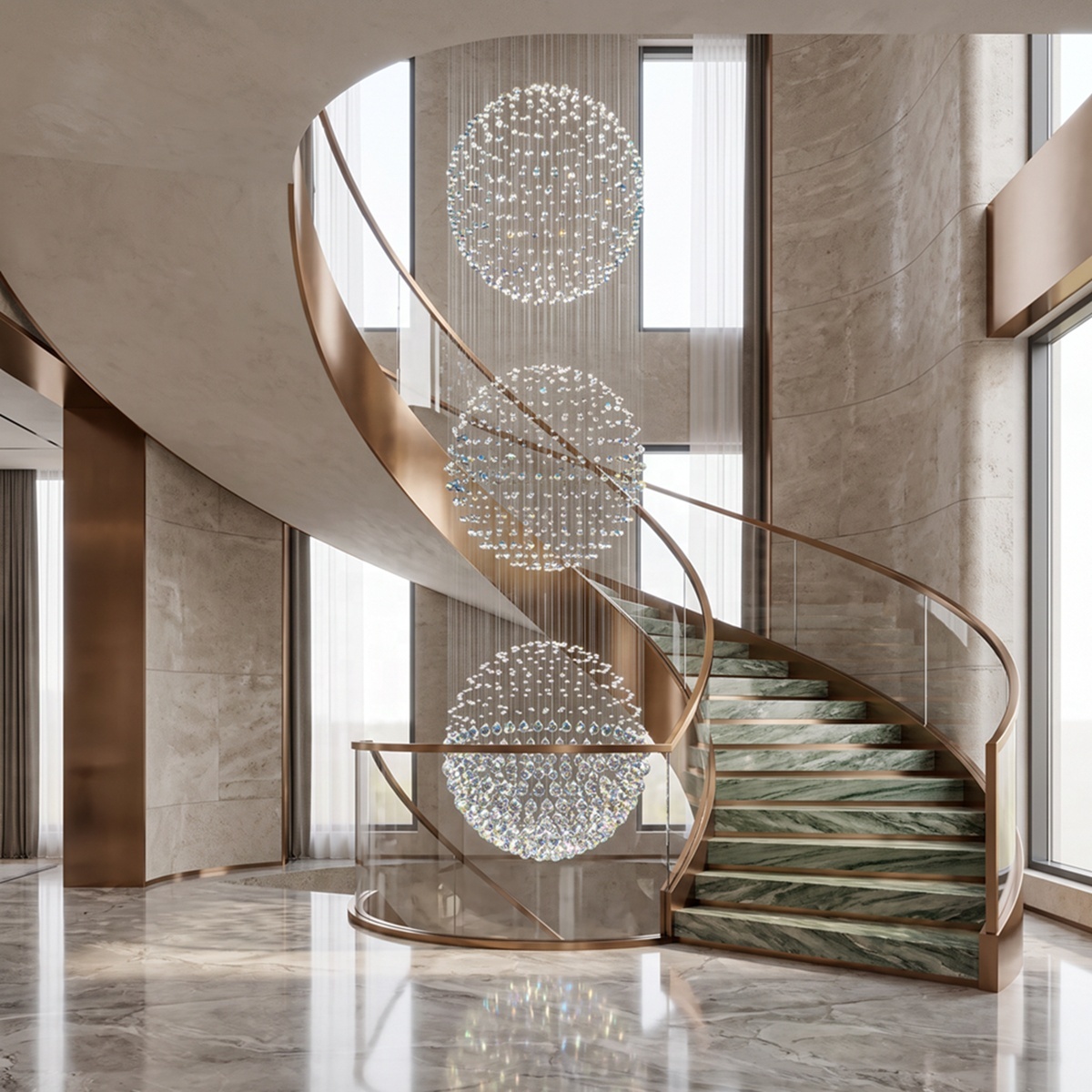 Customized Modern Crystal Spiral Chandeliers Pendant Light Crystal for Hotel Villa Staircase High Ceiling Home Project Lighting · image 1