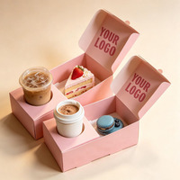 Boîte à biscuits personnalisée de qualité alimentaire avec tasse à café, boîte à gâteaux rectangulaire pliable biodégradable pour emporter des desserts