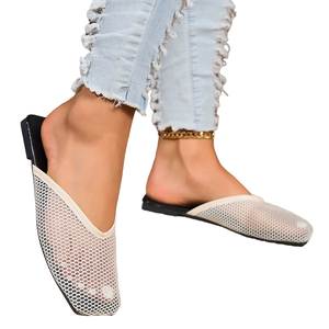 M213 Novedades 2024 Sandalias Planas de Verano para Mujer con Punta de Acero y Cordones, Sandalias Cuadradas de Malla, Venta al por Mayor - Product Image 3