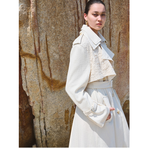 Abrigo de Vietnam para mujer, gabardina elegante KIRR, seda 35%, chaquetas y abrigos de mujer con doble botonadura de algodón 65%, ropa para mujer - Product Image 1