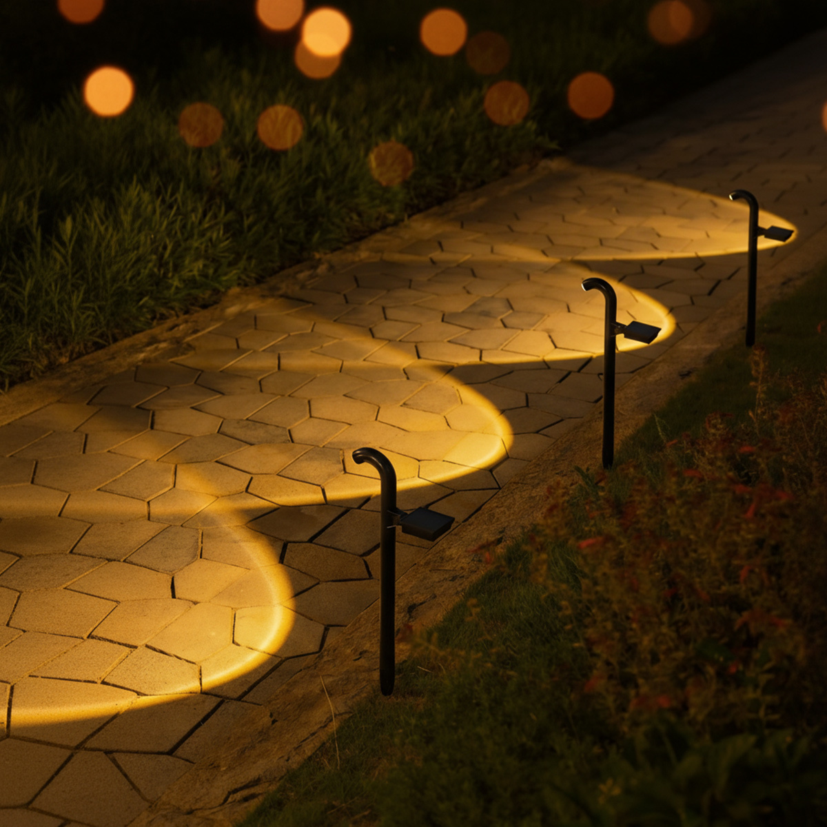 Automatic Solar Small Pathway Spotlight LED Warm White Outdoor Landscape Lighting Waterproof Yard Driveway Night Light