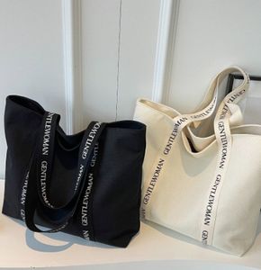 Eco Friendly Extra Large Custom Logo Organic Reusable Cotton Shopping Bag Canvas Grocery Bag Letter Handle Tote Bag - Product Image 1