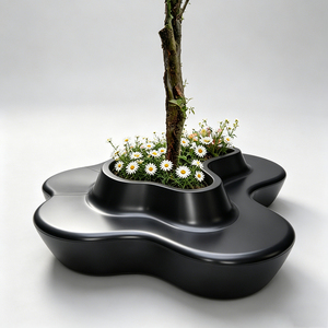 Meubles de jardin GRC avec pot de fleurs, siège extérieur moderne personnalisé, tabouret public pour parcs verts communautaires - Product Image 2