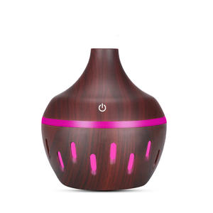 Wood Grain Aroma Diffuser 300Ml Usb Powered Home Essential Oil <b>Humidifier</b> With 7 Color Led Light - Product Image 2