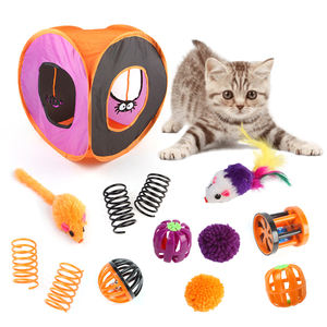 Set mainan kucing interaktif Halloween, berbagai mainan saluran persegi lipat terbuat dari Sisal - Product Image 1