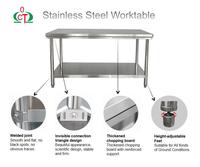 Table de travail en acier inoxydable Table à trois niveaux Table de travail de cuisine Restaurant Table de travail commerciale en acier inoxydable