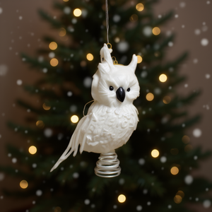 White Foam Owl Christmas Ornament 17Cm Handmade Tree Decoration - Product Image 2