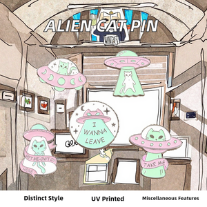 Ankunft Alien Cat Brosche Pin Lustige Cartoon Emaille Pins in Metall Fee Thema Siebdruck Geschenk für Kinder und Freunde - Product Image 2