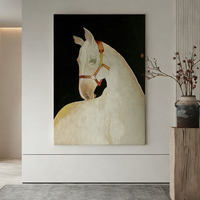 Peinture à l'huile abstraite d'animaux sur toile, faite à la main, sur mesure, encadrée sur châssis en bois, prête à accrocher, pour salon