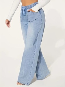 <span class=keywords><strong>Jeans</strong></span> abbigliamento donna 2025 commercio estero Denim ragazza europea e americana con coulisse vita alta ampia dimagrante gambe larghe - Product Image 3