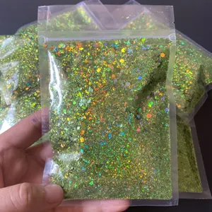 Pabrik Cina jumlah besar kuku warna-warni hologram Glitter hijau cetak DIY kerajinan Glitter