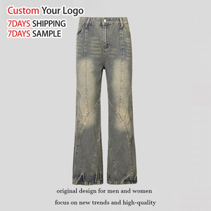 Manufacturers High Quality Wide Leg Denim <b>Overalls</b> Hip Hop Fashion Custom Print Washed Distressed Designer Vintage Baggy <b>Men</b> - Product Image 2