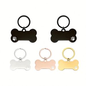 Personalize Engraving LOGO Blank Metal Bone Shape Dog Pet <b>ID</b> Name <b>Tags</b> with Key Ring - Product Image 1