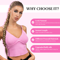 Extensions de cheveux synthétiques tressées de 34 pouces, queue de cheval tressée DIY avec élastique et anneau pour femme, postiche tressé