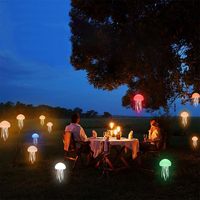 Veilleuse méduse dansante de dessin animé, lumière de nuit LED en plastique avec contrôle tactile, charge Type-C, dégradé RGB, mignonne, pour chevet