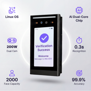Dispositivo di Controllo Accessi Biometrico con Riconoscimento Facciale, Schermo Touch da 5 Pollici, Visione Notturna, SDK Gratuito, Impermeabile - Product Image 3