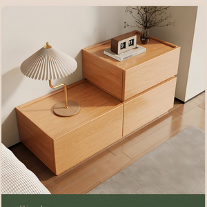 XHA Minimalist Cream <b>Bedside</b> Table <b>Storage</b> Cabinet Small Modern White Low Edge Design Home Furniture - Product Image 6