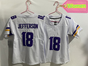 Jerseys de mujer 18 Justin Jefferson American Football Stitched <span class=keywords><strong>VP</strong></span> Limited Jerseys para mujer Púrpura Alternativo Blanco - Product Image 5