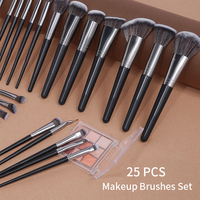 Ensemble de 25 pinceaux de maquillage professionnels, poils synthétiques doux, avec boîte de rangement, kit de pinceaux cosmétiques pour fond de teint, poudre, fard à paupières